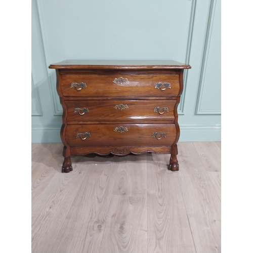 395 - Oak Bombay chest of drawers in the Victorian style. {64 cm H x 77 cm W x 40 cm D}.