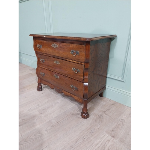 395 - Oak Bombay chest of drawers in the Victorian style. {64 cm H x 77 cm W x 40 cm D}.