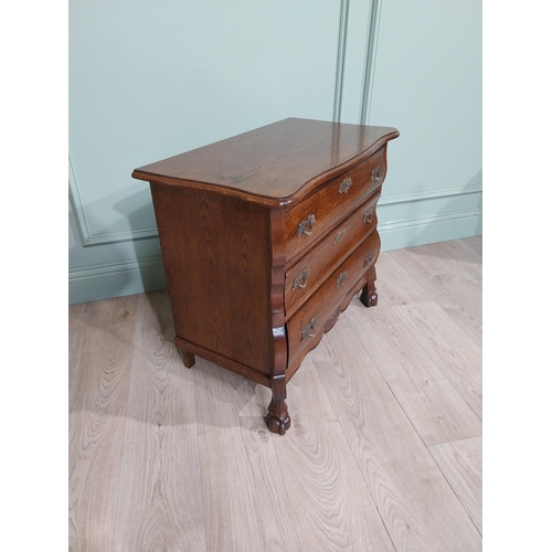 395 - Oak Bombay chest of drawers in the Victorian style. {64 cm H x 77 cm W x 40 cm D}.