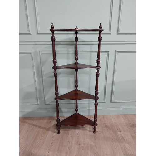 397 - Good quality mahogany corner whatnot in the Victorian style. {139 cm H x 56 cm W x 32 cm D}.