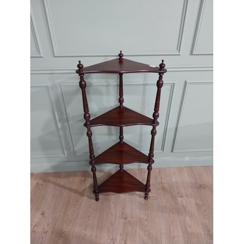 397 - Good quality mahogany corner whatnot in the Victorian style. {139 cm H x 56 cm W x 32 cm D}.