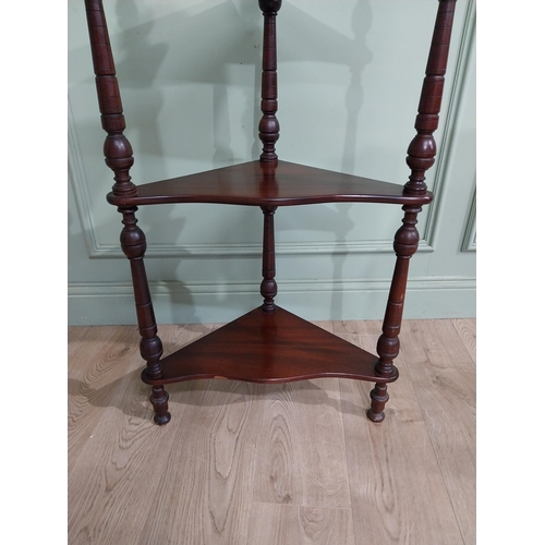 397 - Good quality mahogany corner whatnot in the Victorian style. {139 cm H x 56 cm W x 32 cm D}.