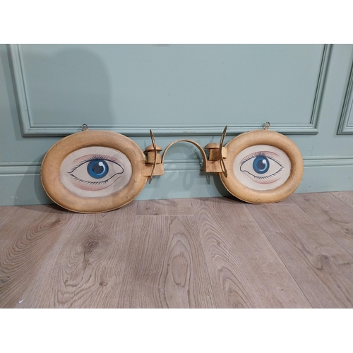 4 - Painted metal optician's sign. {30 cm H x 90 cm W x 15 cm D}.