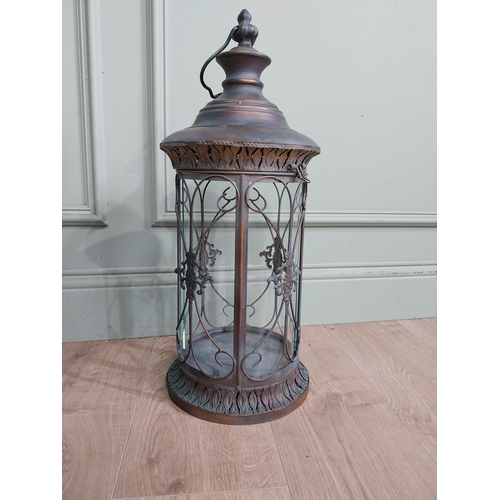 41 - Pair of decorative metal lanterns. {64 cm H x 24 cm Dia.}.