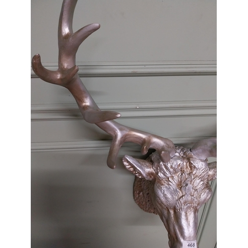 468 - Silvered resin model of Stag�s Head. {70 cm H x 70 cm W x 30 cm D}.