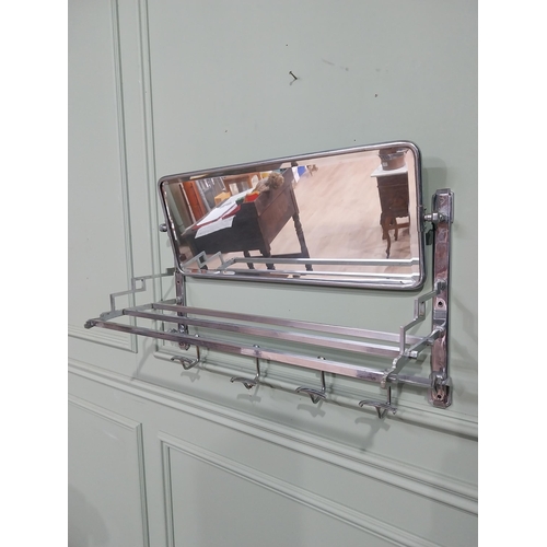 472 - Art Deco chromed and mirrored brass coat and luggage rack. {46 cm H x 70 cm W x 26 cm D}.