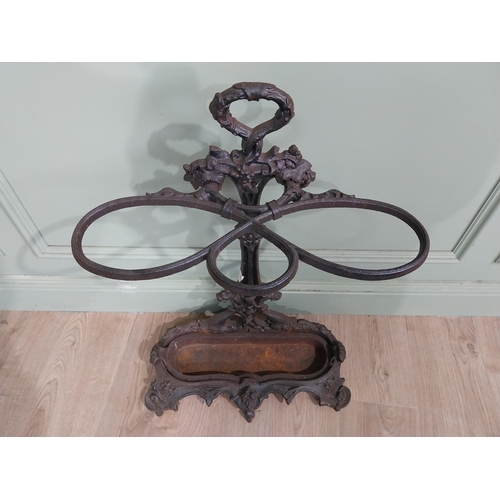 476 - 19th C. decorative cast iron stick stand. {72 cm H x 50 cm W x 22 cm D}.