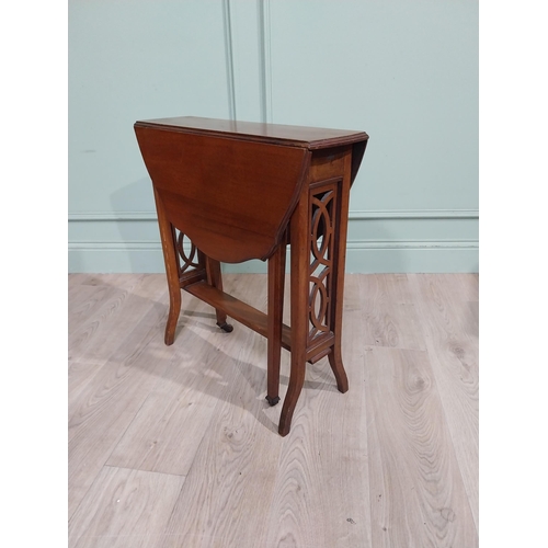 478 - Edwardian mahogany Sutherland table raised on curved tapered legs with carved ends. {65 cm H x 60 cm... 