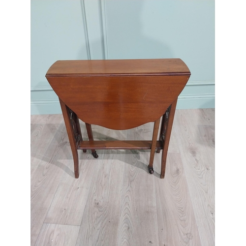 478 - Edwardian mahogany Sutherland table raised on curved tapered legs with carved ends. {65 cm H x 60 cm... 