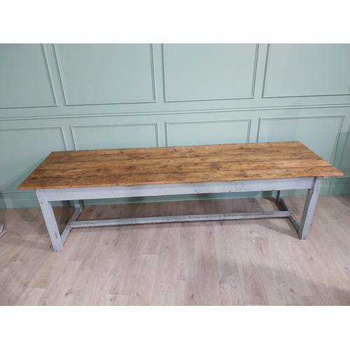 48 - 19th C. Irish painted pine kitchen table with single stretcher raised on four square legs. {80 cm H ... 