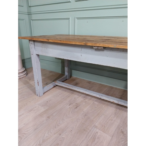 48 - 19th C. Irish painted pine kitchen table with single stretcher raised on four square legs. {80 cm H ... 