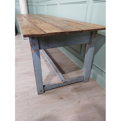 48 - 19th C. Irish painted pine kitchen table with single stretcher raised on four square legs. {80 cm H ... 