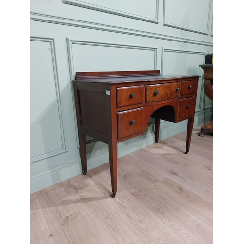 483 - 1950�s walnut kneehole desk with tooled leather top raised on tapered legs. {85 cm H x 105 cm W x 48... 