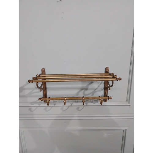 5 - Early 20th C. French brass luggage hat and coat rack. {30 cm H x 57 cm W x 25 cm D}.