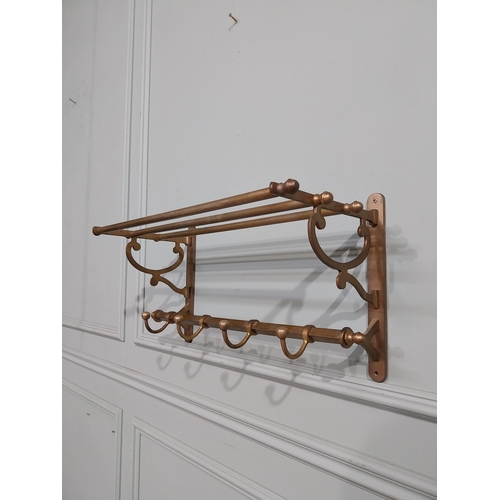 5 - Early 20th C. French brass luggage hat and coat rack. {30 cm H x 57 cm W x 25 cm D}.