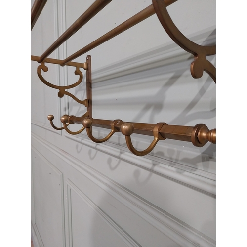 5 - Early 20th C. French brass luggage hat and coat rack. {30 cm H x 57 cm W x 25 cm D}.