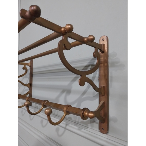 5 - Early 20th C. French brass luggage hat and coat rack. {30 cm H x 57 cm W x 25 cm D}.