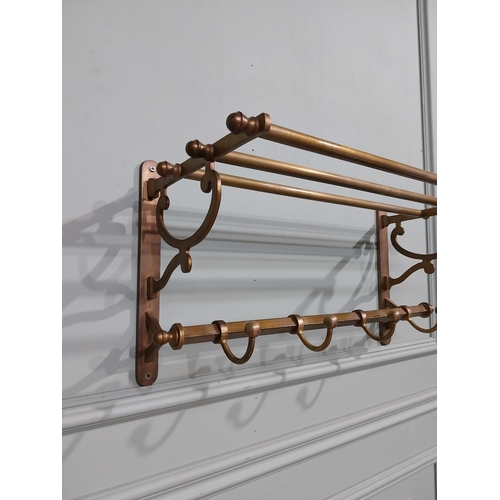 5 - Early 20th C. French brass luggage hat and coat rack. {30 cm H x 57 cm W x 25 cm D}.