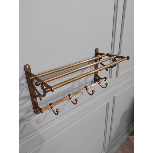 5 - Early 20th C. French brass luggage hat and coat rack. {30 cm H x 57 cm W x 25 cm D}.