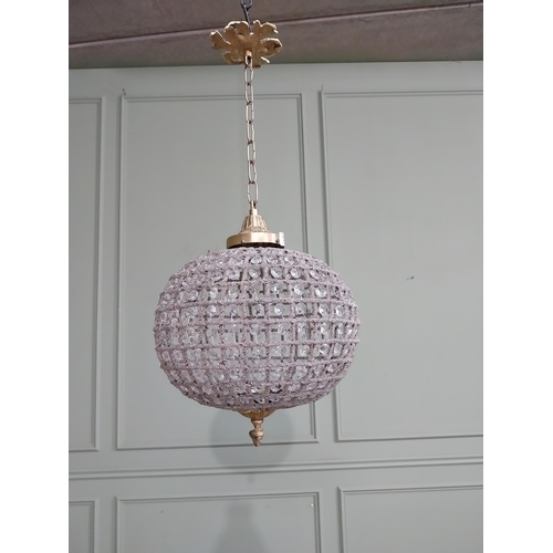 55 - Decorative French brass and crystal glass globe chandelier.{65 cm H x 30 cm Dia.}