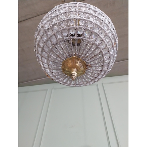 55 - Decorative French brass and crystal glass globe chandelier.{65 cm H x 30 cm Dia.}