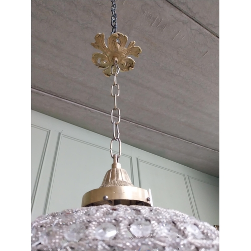 55 - Decorative French brass and crystal glass globe chandelier.{65 cm H x 30 cm Dia.}