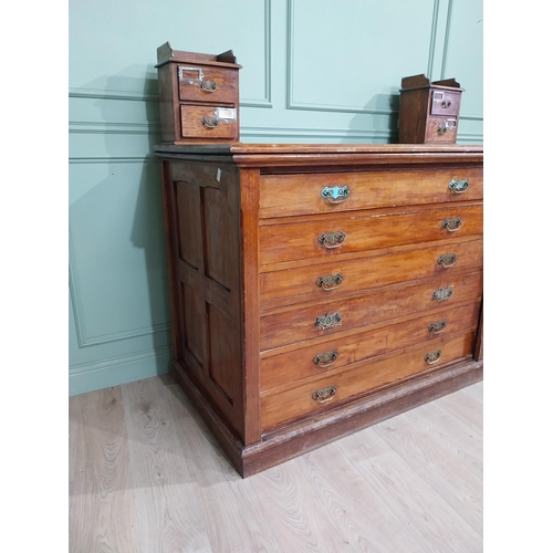 57 - Early 20th C. pitch pine map cabinet with six drawers with brass handles. {150 cm H x 173 cm W x 80 ... 