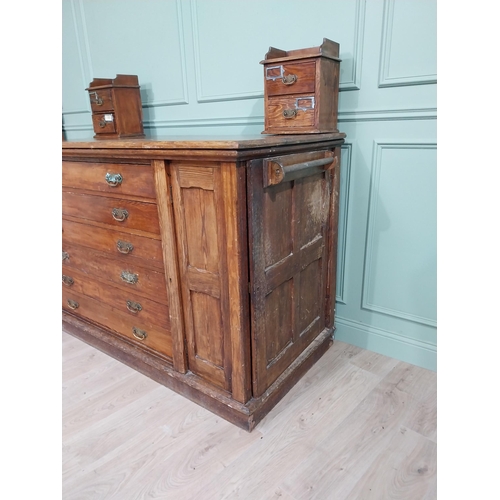 57 - Early 20th C. pitch pine map cabinet with six drawers with brass handles. {150 cm H x 173 cm W x 80 ... 