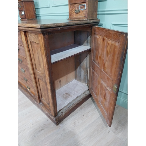 57 - Early 20th C. pitch pine map cabinet with six drawers with brass handles. {150 cm H x 173 cm W x 80 ... 