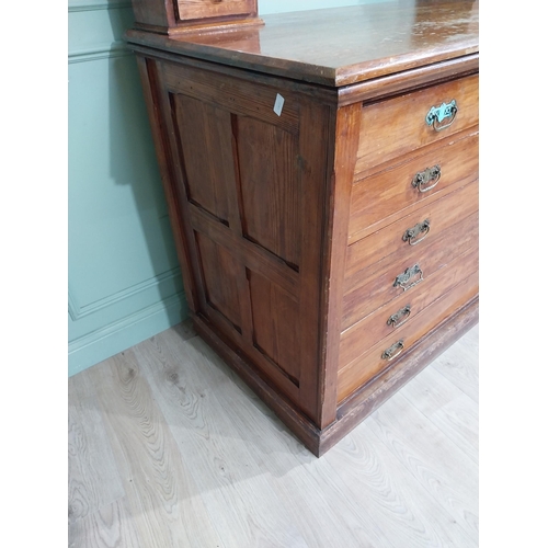 57 - Early 20th C. pitch pine map cabinet with six drawers with brass handles. {150 cm H x 173 cm W x 80 ... 