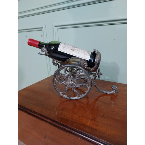 64 - Edwardian French silver plate wine cooler in the form of a cannon. {26 m H x 40 cm W x 20 cm D}.