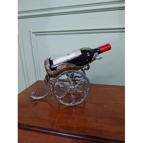 64 - Edwardian French silver plate wine cooler in the form of a cannon. {26 m H x 40 cm W x 20 cm D}.