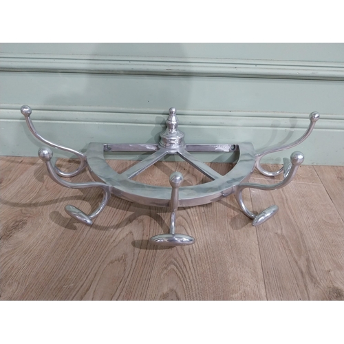 67 - Chrome wall mounted hat and coat rack. {20 cm H x 60 cm W x 30 cm D}