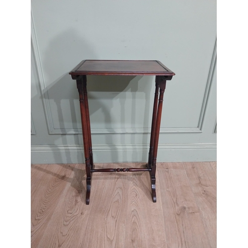 68 - 19th C. Mahogany lamp table on twin turned columns with single stretcher. {70 cm H x 41 cm W x 32 cm... 