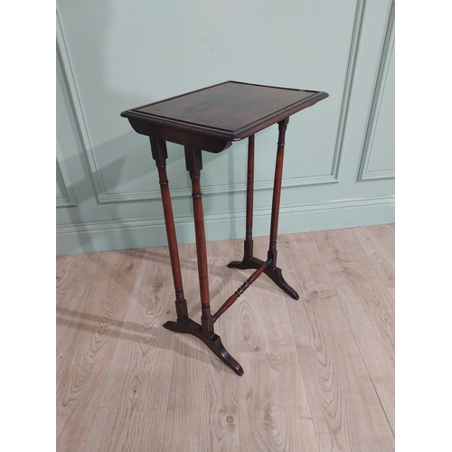 68 - 19th C. Mahogany lamp table on twin turned columns with single stretcher. {70 cm H x 41 cm W x 32 cm... 