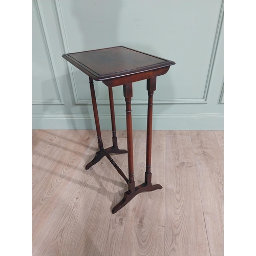 68 - 19th C. Mahogany lamp table on twin turned columns with single stretcher. {70 cm H x 41 cm W x 32 cm... 