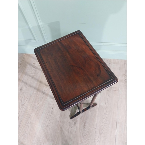 68 - 19th C. Mahogany lamp table on twin turned columns with single stretcher. {70 cm H x 41 cm W x 32 cm... 