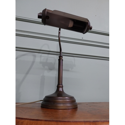 7 - Brass bank tellers desk lamp. {52 cm H x 28 cm W x 31 cm D}.