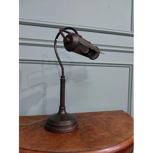 7 - Brass bank tellers desk lamp. {52 cm H x 28 cm W x 31 cm D}.