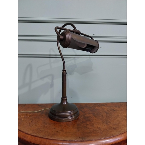 7 - Brass bank tellers desk lamp. {52 cm H x 28 cm W x 31 cm D}.