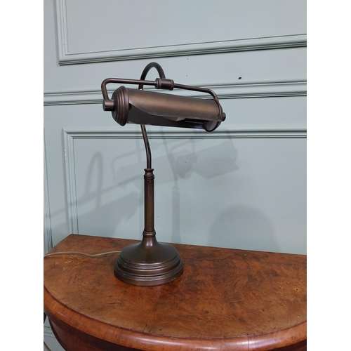 7 - Brass bank tellers desk lamp. {52 cm H x 28 cm W x 31 cm D}.