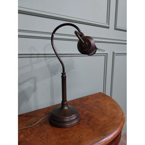 7 - Brass bank tellers desk lamp. {52 cm H x 28 cm W x 31 cm D}.