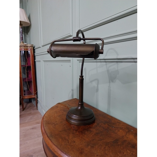 7 - Brass bank tellers desk lamp. {52 cm H x 28 cm W x 31 cm D}.