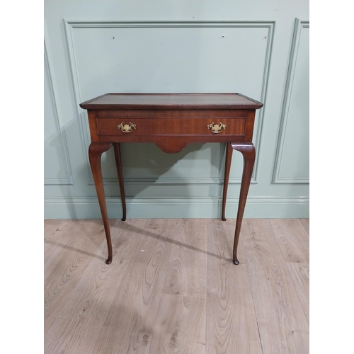 87 - Edwardian mahogany silver table with single drawer in frieze with brass handles raised on cabriole l... 