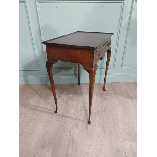 87 - Edwardian mahogany silver table with single drawer in frieze with brass handles raised on cabriole l... 