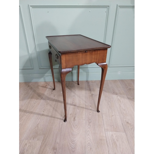 87 - Edwardian mahogany silver table with single drawer in frieze with brass handles raised on cabriole l... 