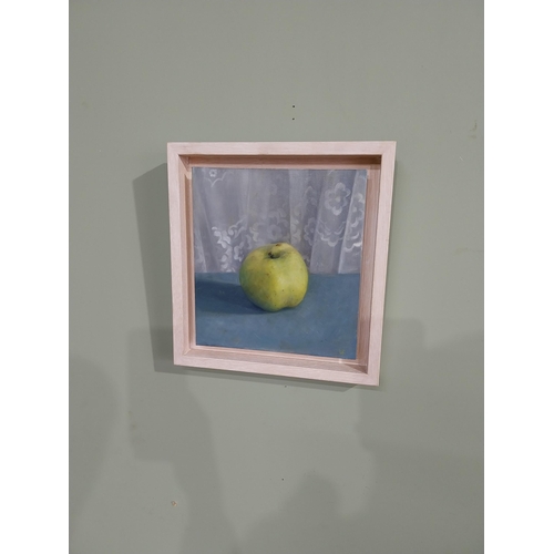 88 - Oil on board Still Life Granny Smith 2018 D Reilly in painted pine frame. {31 cm H x 29 cm W}.