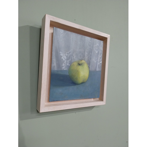 88 - Oil on board Still Life Granny Smith 2018 D Reilly in painted pine frame. {31 cm H x 29 cm W}.