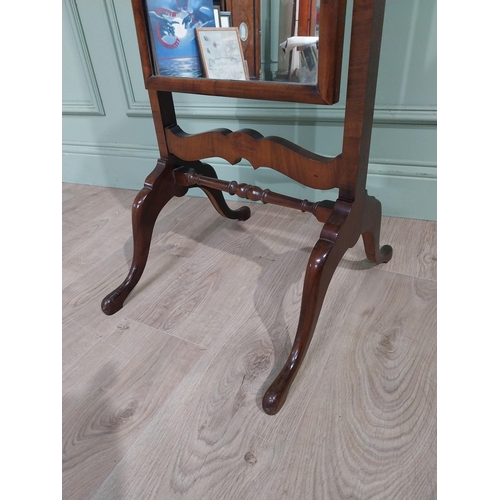 94 - Edwardian walnut cheval mirror. {162 cm H x 40 cm W x 44 cm D}.