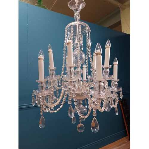 105 - Irish cut crystal ten branch chandelier. {120 cm H x 70 cm Dia.}.